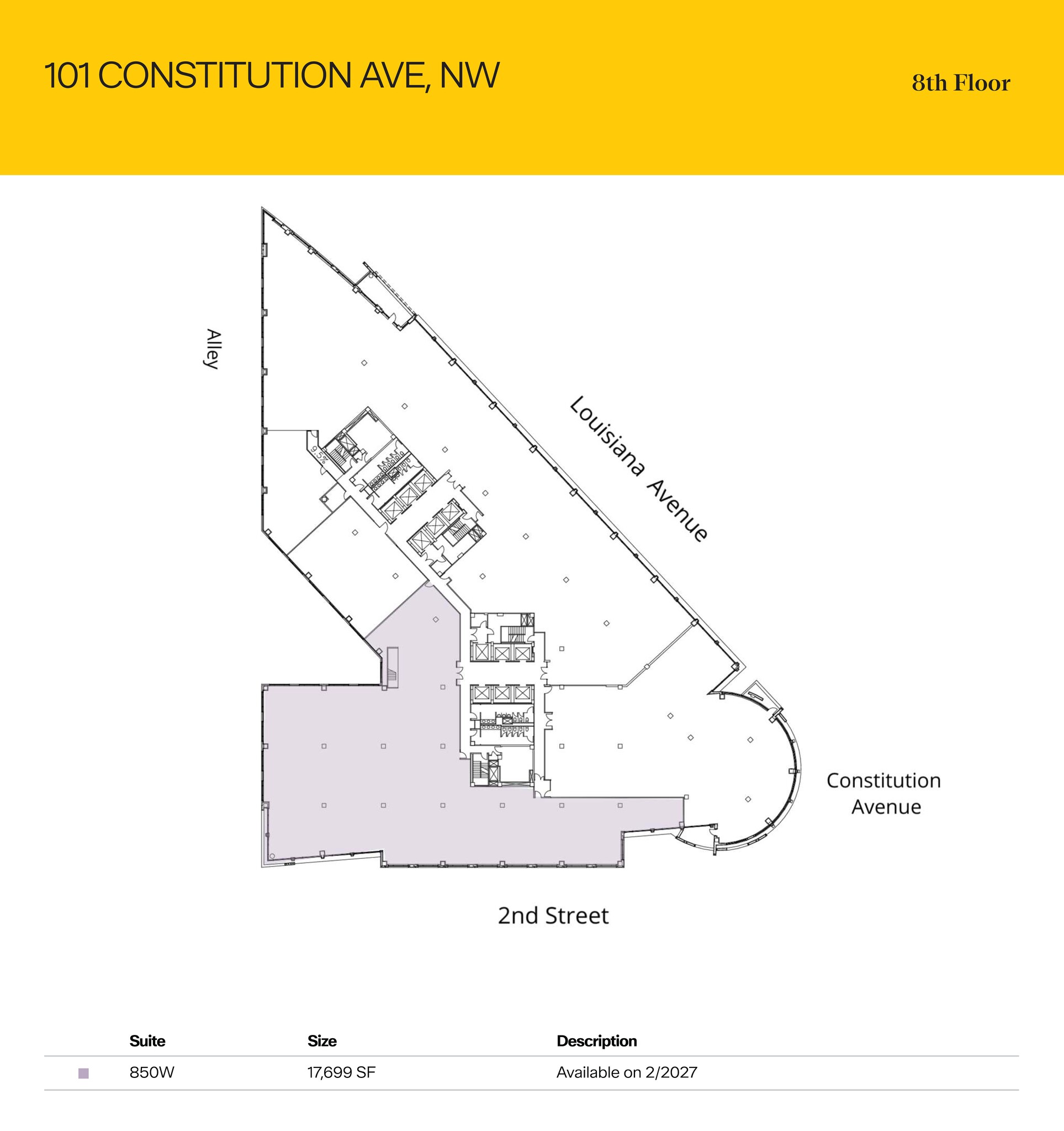 101 Constitution Ave NW, Washington, DC à louer Plan d  tage- Image 1 de 1