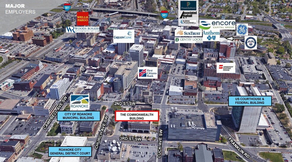 220 Church Ave SW, Roanoke, VA for lease - Aerial - Image 2 of 3