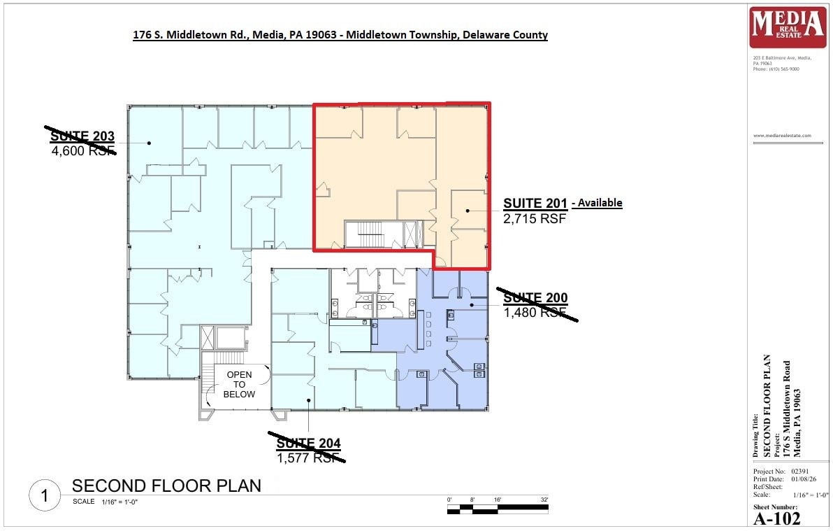 176 S Middletown Rd, Media, PA à louer Plan d’étage- Image 1 de 1