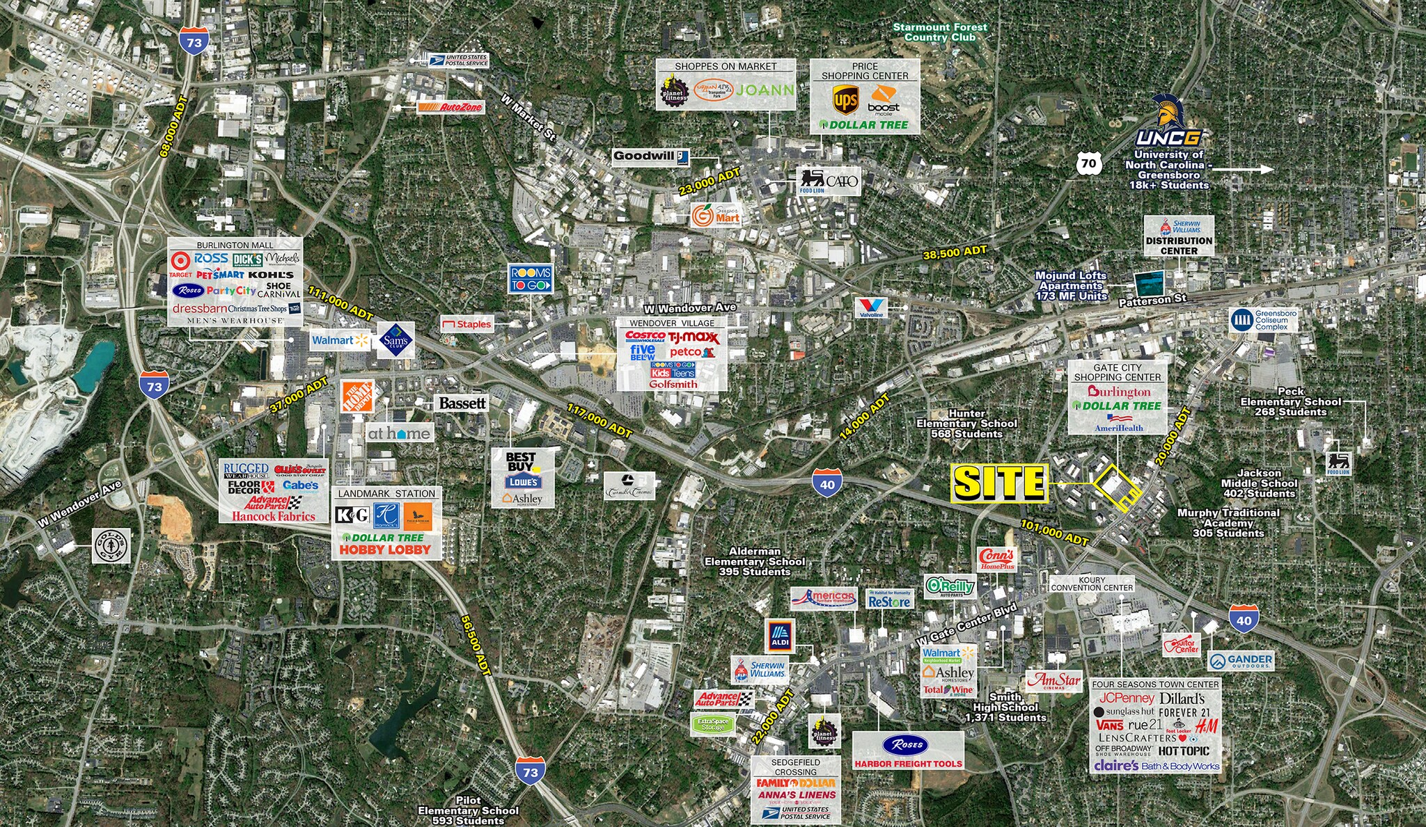 3018-3022 High Point Rd, Greensboro, NC à louer Aérien- Image 1 de 7