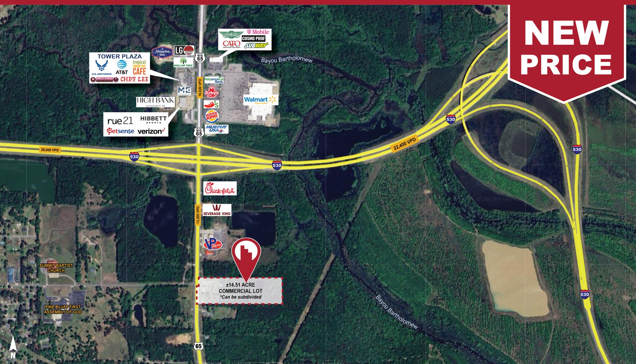 6101 S Olive St, Pine Bluff, AR à vendre Aérien- Image 1 de 7