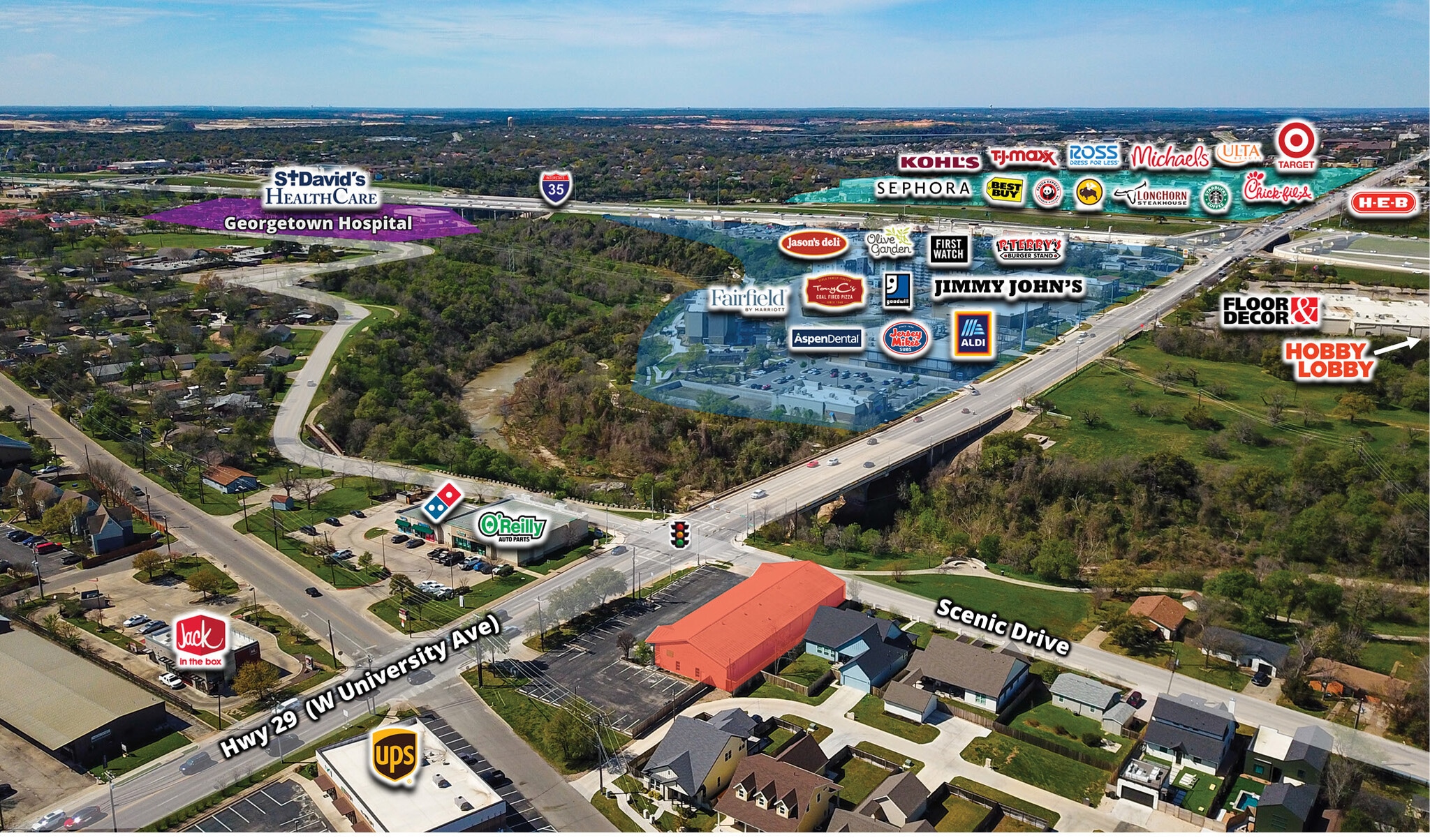 805 W University Ave, Georgetown, TX à louer Aérien- Image 1 de 7