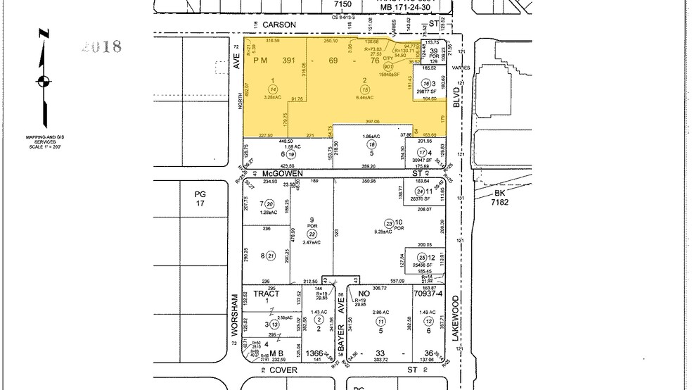 4100-4250 Carson St, Long Beach, CA for lease - Plat Map - Image 2 of 9