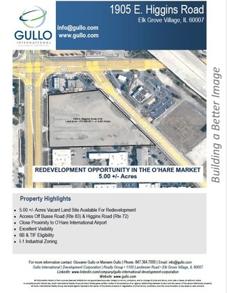 Plus de détails pour 1905 E Higgins Rd, Elk Grove Village, IL - Terrain à louer