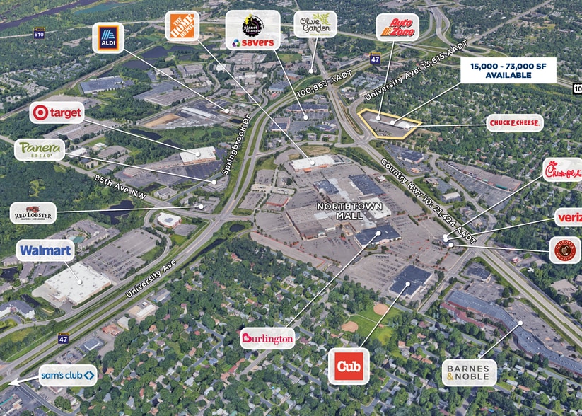 8943-8949 University Ave NE, Blaine, MN for lease - Aerial - Image 2 of 3