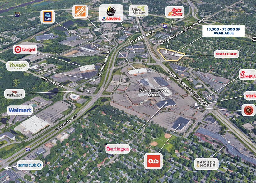 8943-8949 University Ave NE, Blaine, MN à louer - Aérien - Image 2 de 3