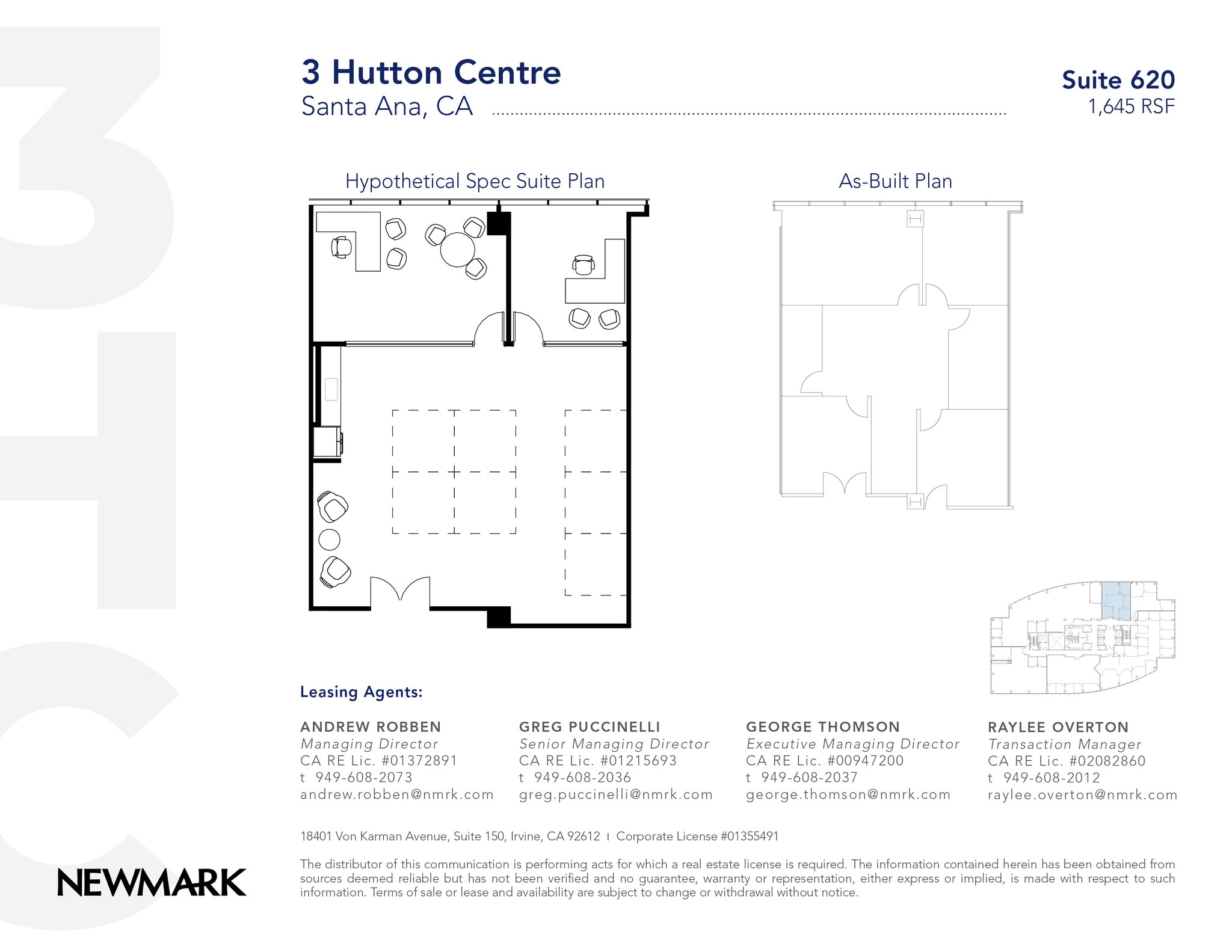 3 Hutton Centre Dr, Santa Ana, CA à louer Plan d’étage- Image 1 de 2