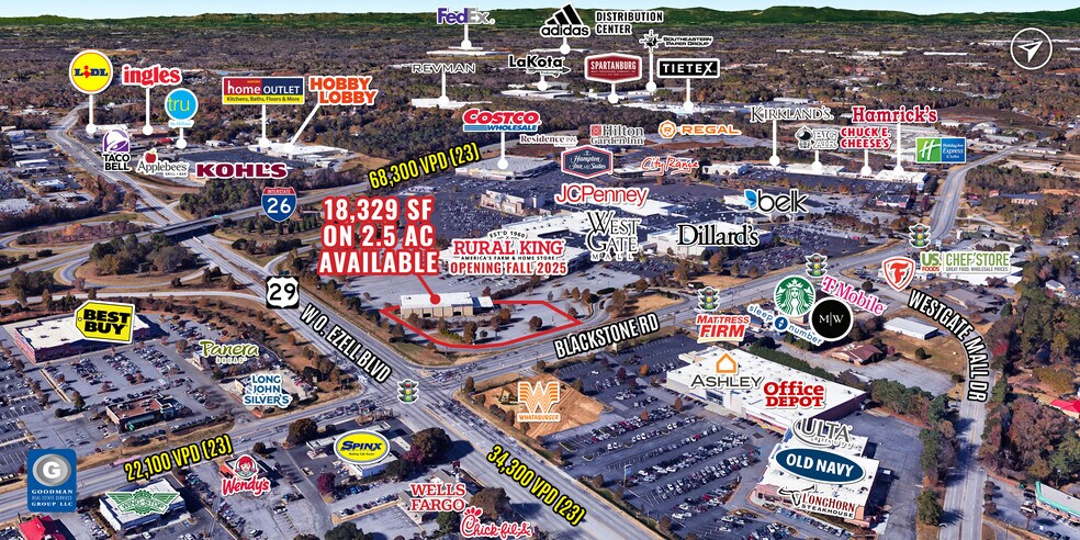 205 W Blackstock Rd, Spartanburg, SC à vendre - Aérien - Image 1 de 3