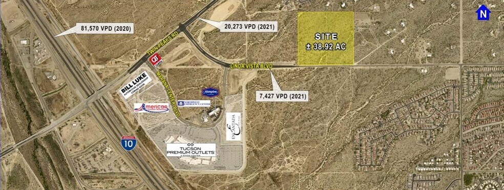 E SEC of Linda Vista Blvd & Twin Peaks Rd, Tucson, AZ à vendre - Aérien - Image 1 de 6