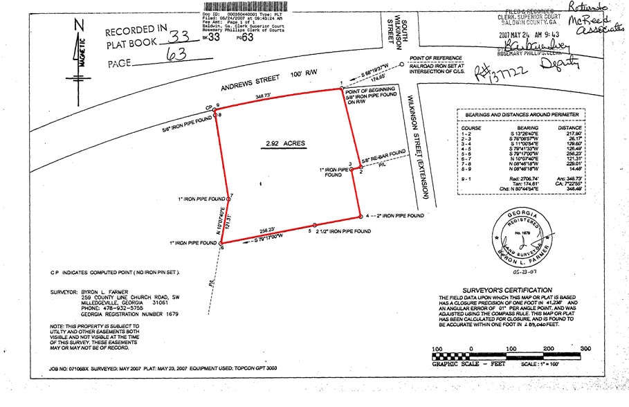 220 W Andrews St, Milledgeville, GA for sale - Plat Map - Image 2 of 3