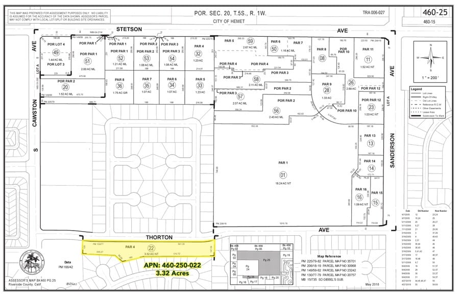 SEC S Cawston Ave & W Thornton Ave, Hemet, CA for sale - Plat Map - Image 2 of 7
