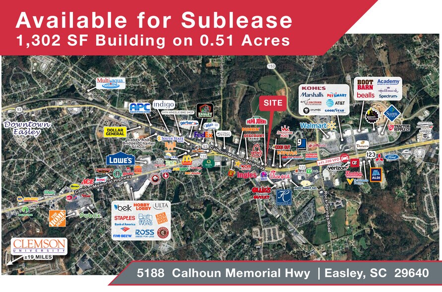 5188 Calhoun Memorial Hwy, Easley, SC à louer - Aérien - Image 1 de 6