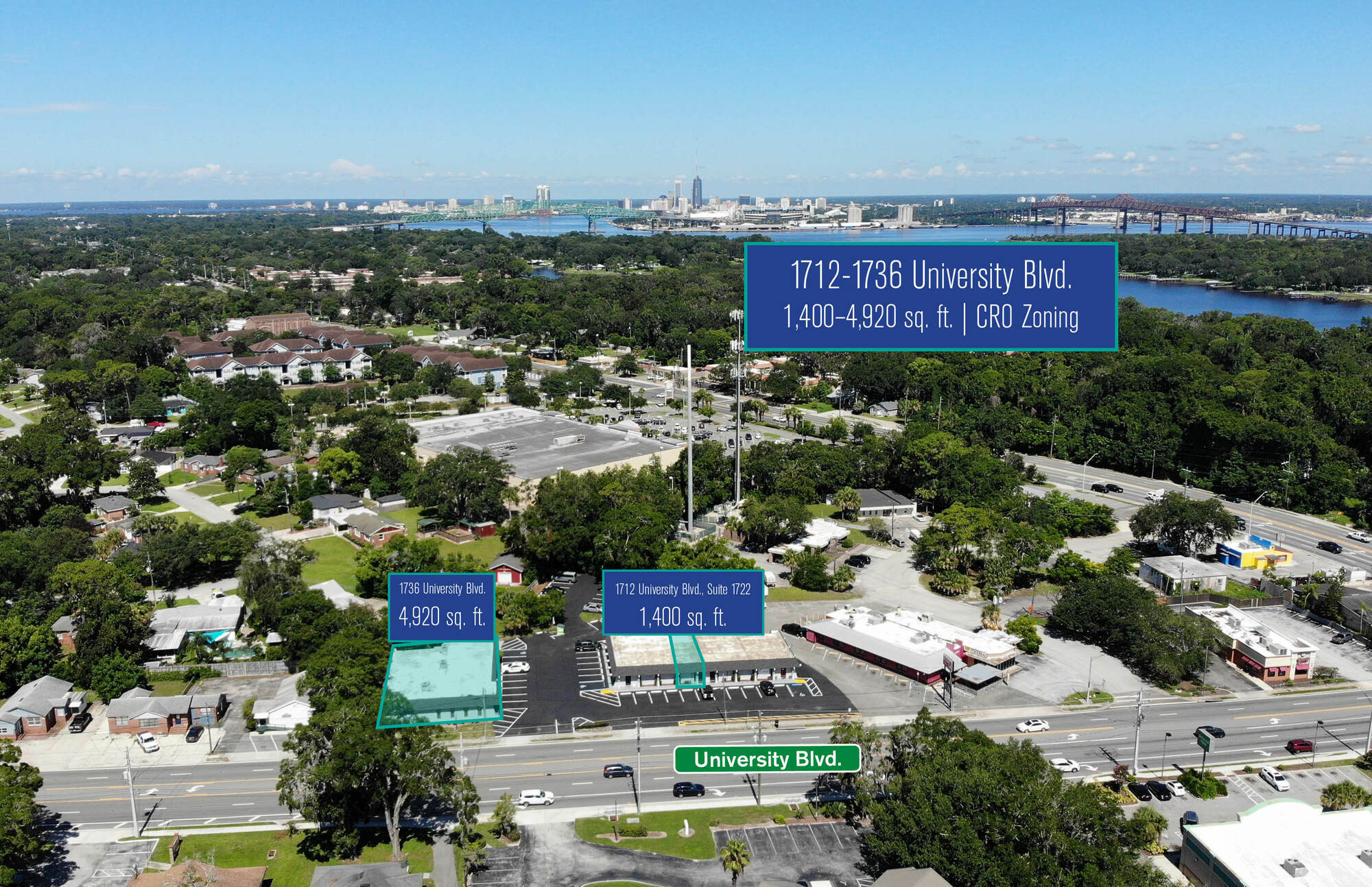 1712-1736 University Blvd S, Jacksonville, FL for lease Aerial- Image 1 of 3