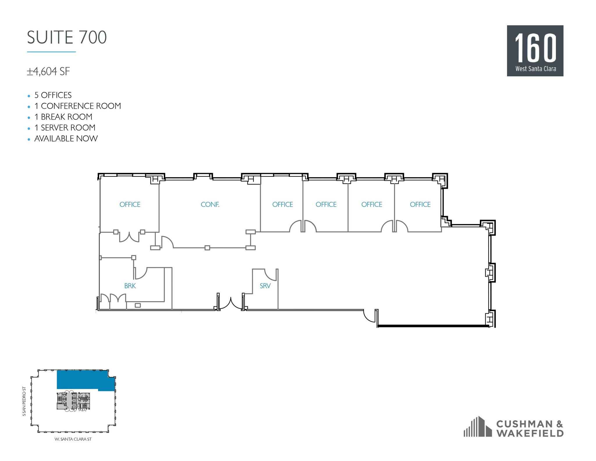 160 W Santa Clara St, San Jose, CA à louer Plan d  tage- Image 1 de 1