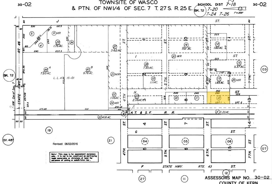 751 H St, Wasco, CA à vendre - Plan cadastral - Image 1 de 1