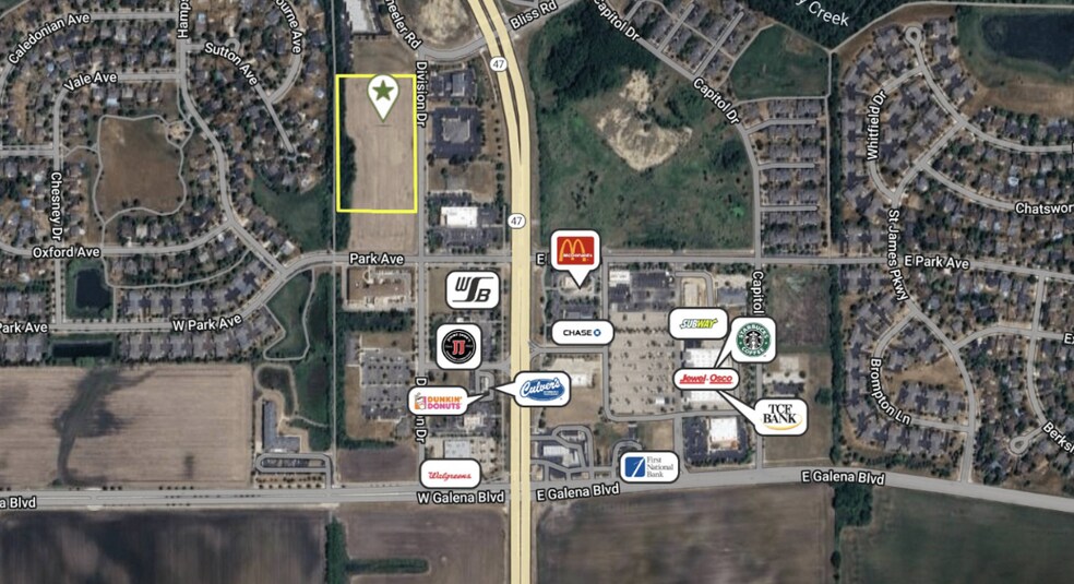 6.5± AC, Sugar Grove, IL à vendre - Aérien - Image 2 de 2