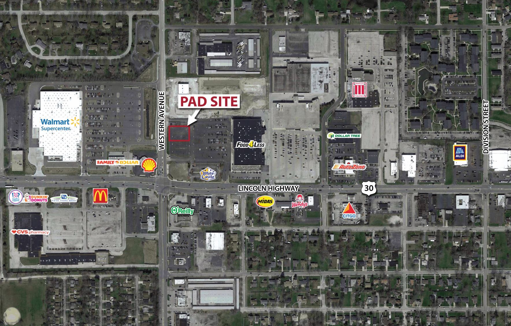 1333 Western Ave, Chicago Heights, IL for lease Aerial- Image 1 of 3