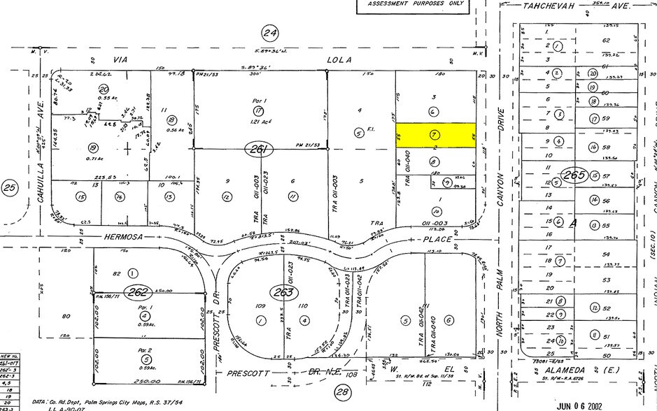 1059-1063 N Palm Canyon Dr, Palm Springs, CA à vendre - Plan cadastral - Image 2 de 13