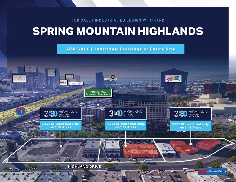 3630 S Highland Dr, Las Vegas, NV à vendre - Aérien - Image 2 de 7
