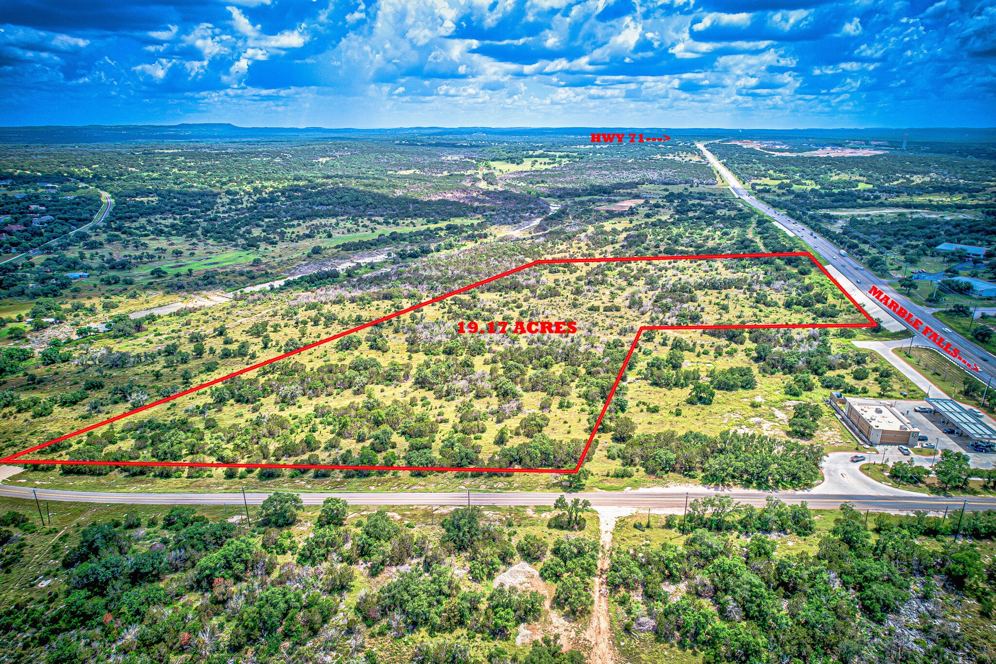 FM 2147 E & US Hwy 281, Marble Falls, TX for sale Aerial- Image 1 of 11