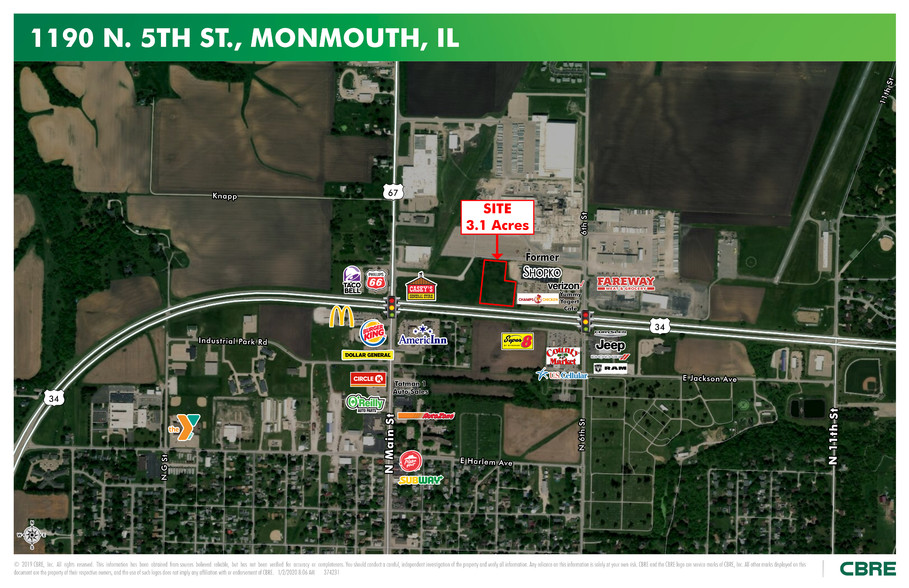 1190 N 6th Ave, Monmouth, IL for sale - Aerial - Image 1 of 1