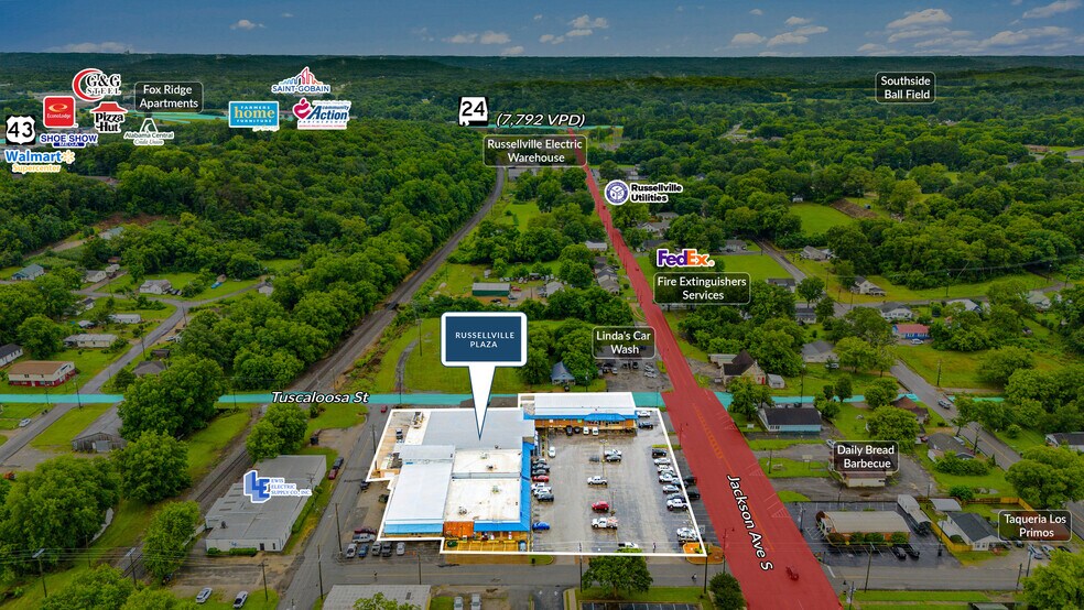 306-318 Jackson Ave S, Russellville, AL à louer - Aérien - Image 3 de 4