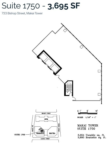 733 Bishop St, Honolulu, HI à louer Plan d’étage- Image 1 de 1