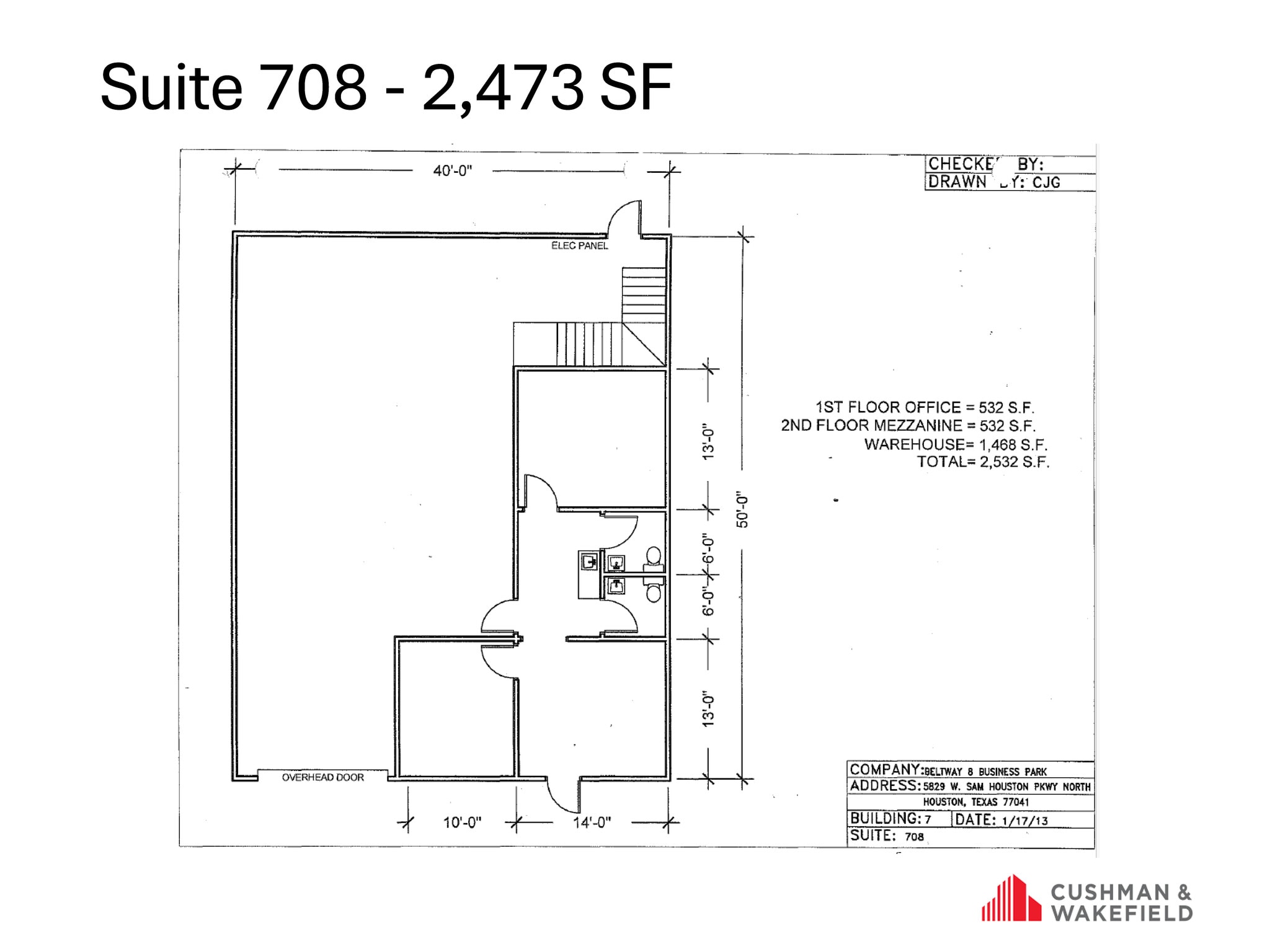 5829 W Sam Houston Pky N, Houston, TX à louer Plan d’étage- Image 1 de 1