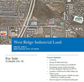 Plus de détails pour 5950 4700, West Valley City, UT - Terrain à vendre
