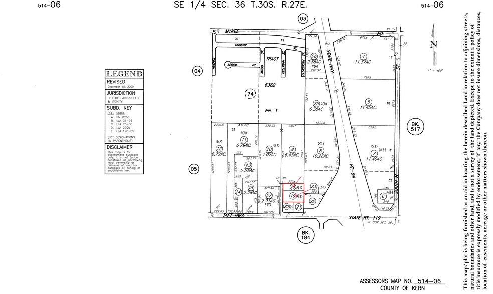Taft Hwy, Bakersfield, CA à vendre - Plan cadastral - Image 2 de 2