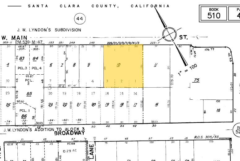229-243 W Main St, Los Gatos, CA à louer - Plan cadastral - Image 2 de 4