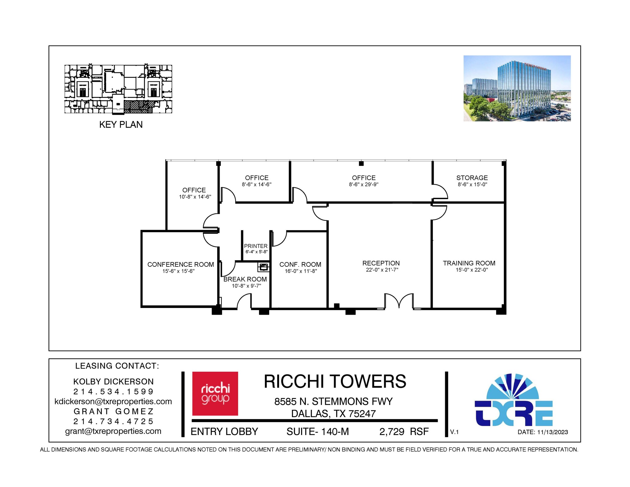 8585 N Stemmons Fwy, Dallas, TX à louer Plan d  tage- Image 1 de 1