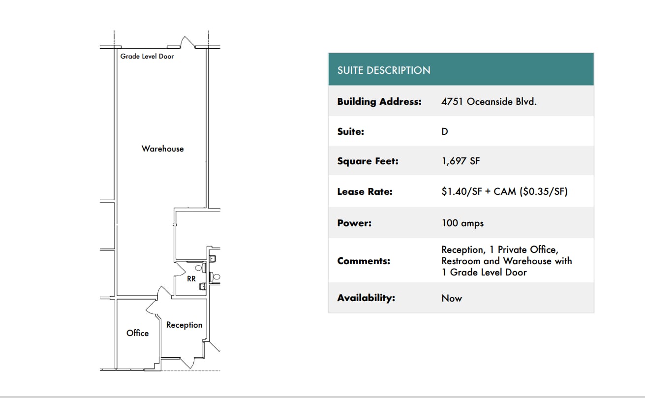 1818 Peacock Blvd, Oceanside, CA à louer Plan d’étage- Image 1 de 1