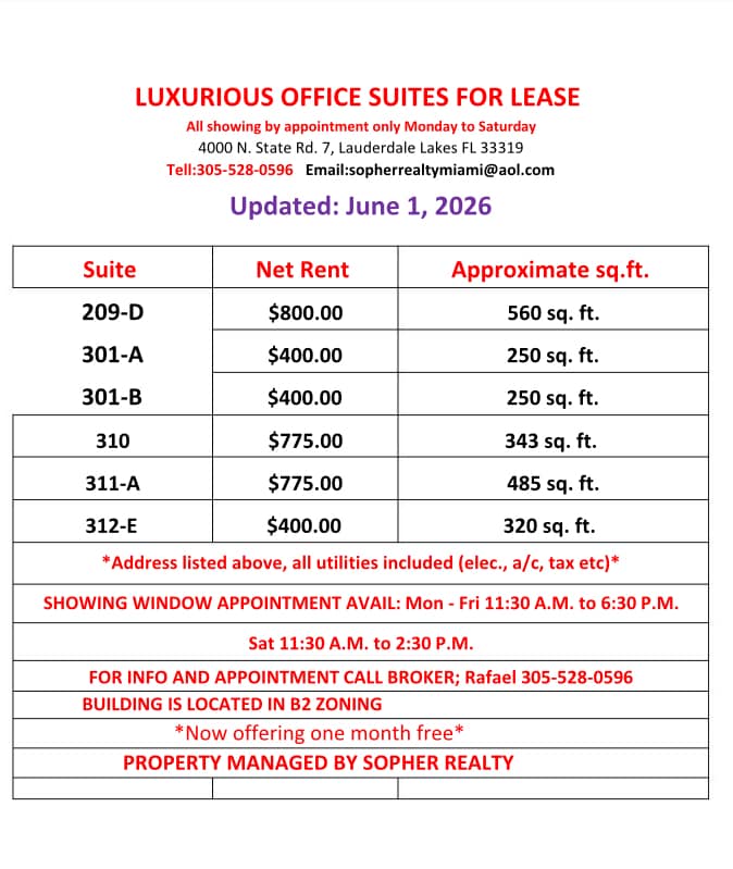 4000 N State Road 7, Lauderdale Lakes, FL for lease Interior Photo- Image 1 of 3