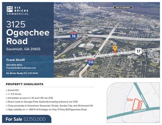 Plus de détails pour 3125 Ogeechee Rd, Savannah, GA - Terrain à vendre