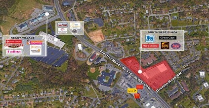 4913-4933 Grandin Rd SW, Roanoke, VA - Aérien Vue de la carte