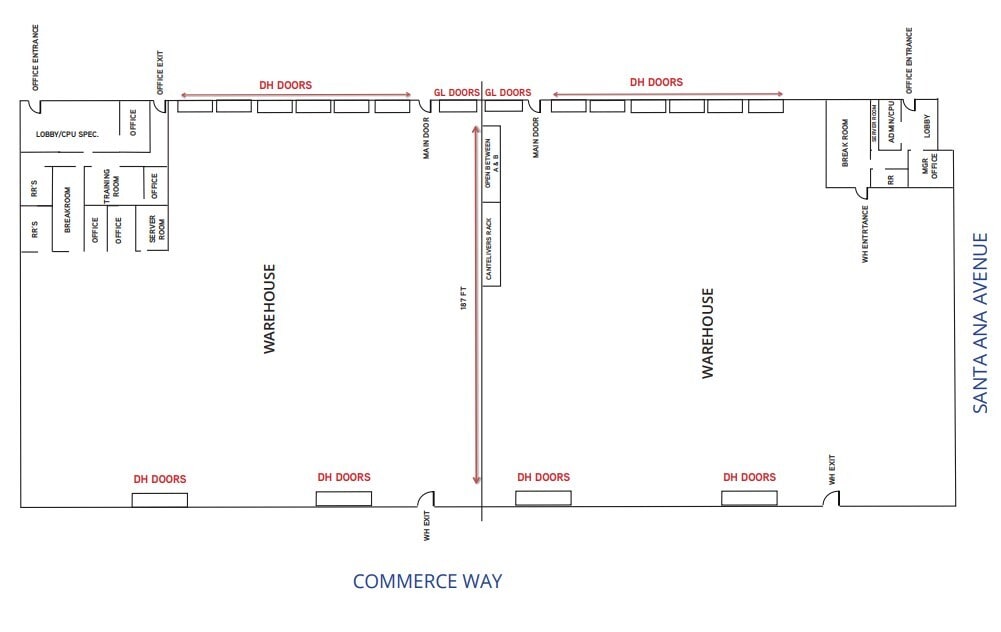 10837 Commerce Way, Fontana, CA à louer Plan d’étage- Image 1 de 1