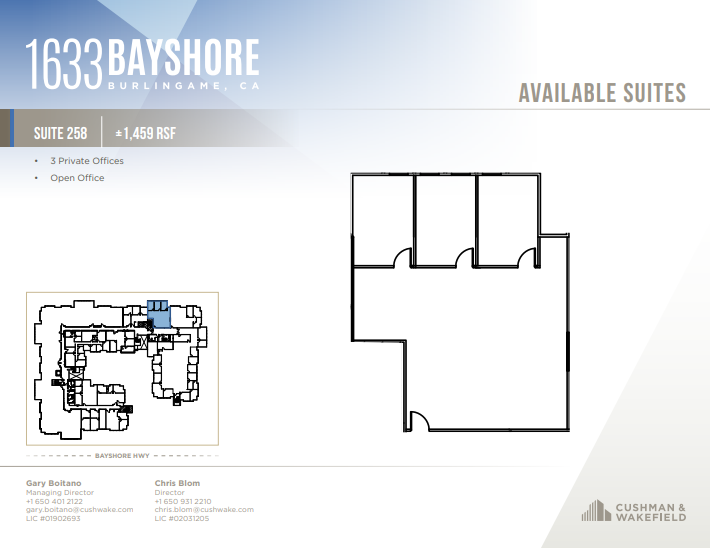 1633 Bayshore Hwy, Burlingame, CA à louer - Plan d’étage - Image 2 de 8