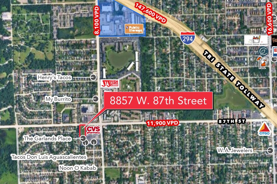 8857 W 87th St, Hickory Hills, IL for lease - Aerial - Image 2 of 5