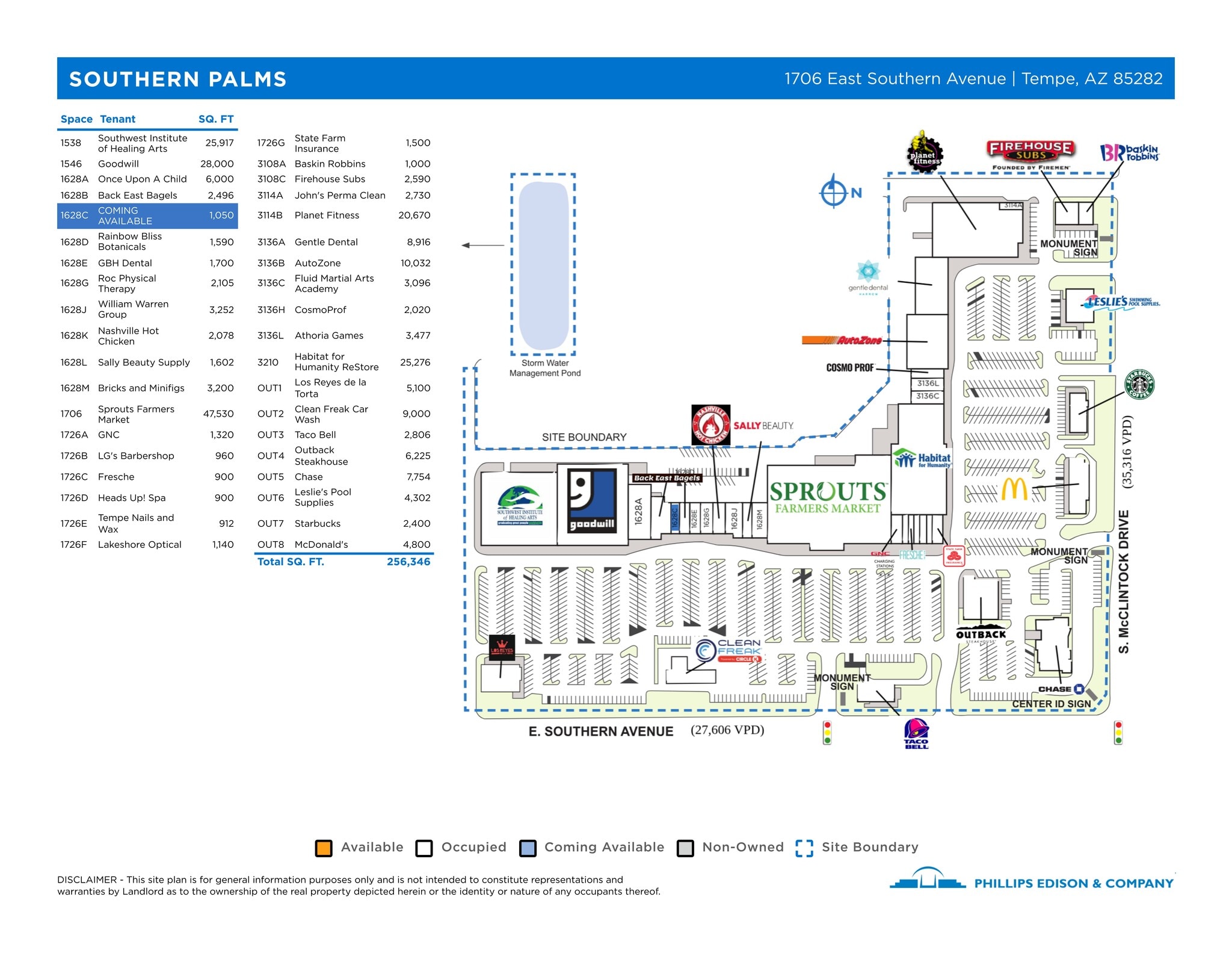 1522-1744 E Southern Ave, Tempe, AZ à louer Plan de site- Image 1 de 1