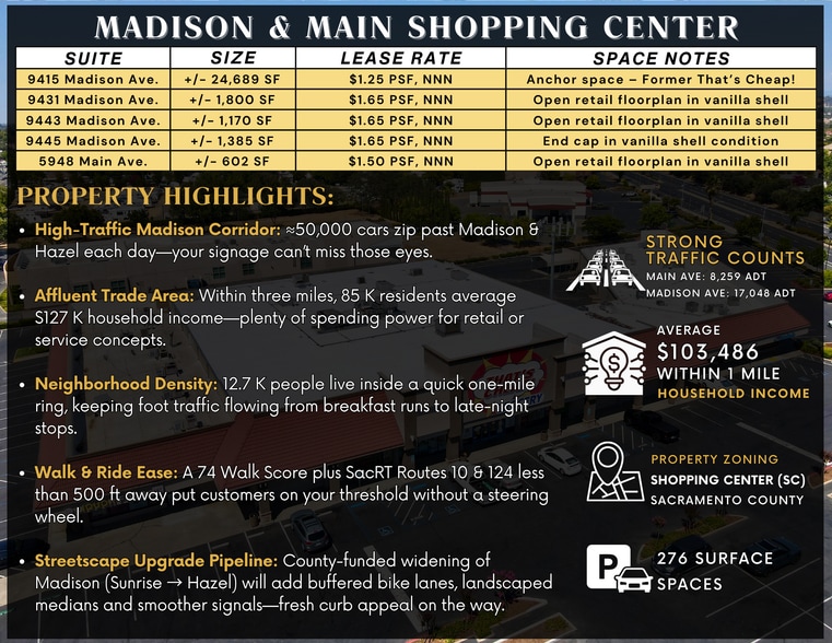 9407-9417 Madison Ave, Orangevale, CA for lease - Building Photo - Image 2 of 10