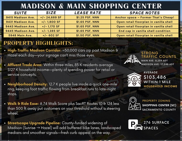 9407-9417 Madison Ave, Orangevale, CA à louer - Photo du bâtiment - Image 2 de 10