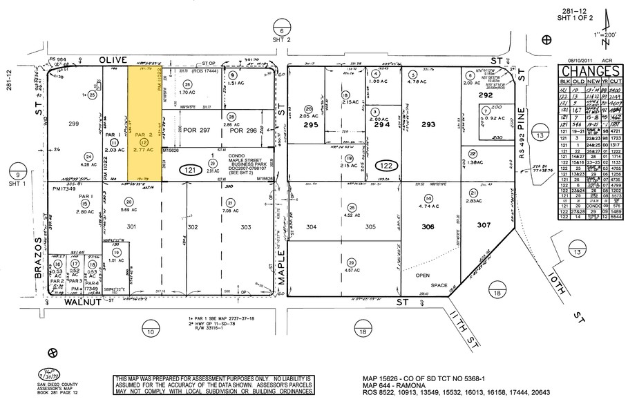 1210 Olive St, Ramona, CA for lease - Plat Map - Image 2 of 4