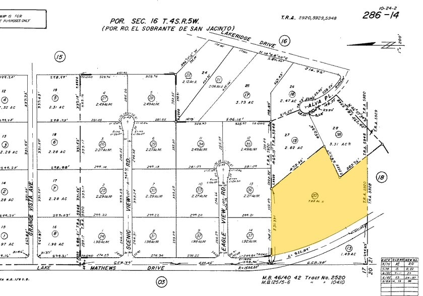 Lake Matthews Dr, Perris, CA for sale - Plat Map - Image 2 of 3