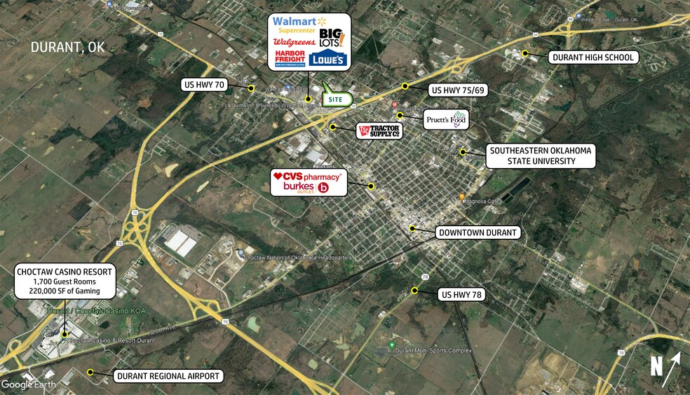 3106 W University Blvd, Durant, OK à louer - Aérien - Image 2 de 2