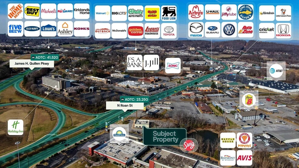 2424 N Roan St, Johnson City, TN for sale - Aerial - Image 2 of 2