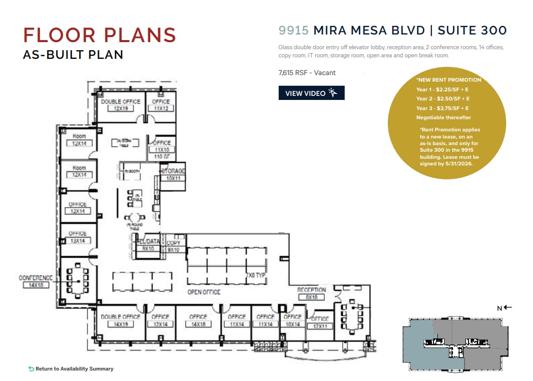 9915 Mira Mesa Blvd, San Diego, CA à louer Plan d’étage- Image 1 de 1