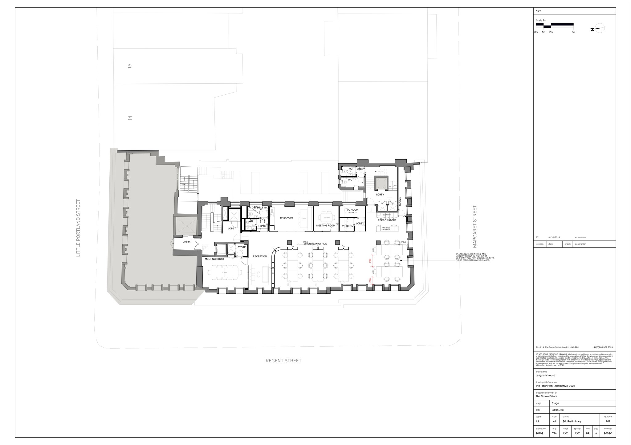 12 Little Portland St, London à louer Plan de site- Image 1 de 10