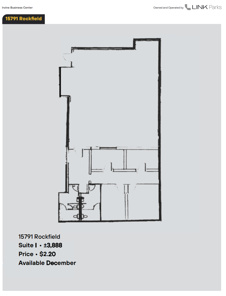 15791 Rockfield Blvd, Irvine, CA à louer Plan d’étage- Image 1 de 1