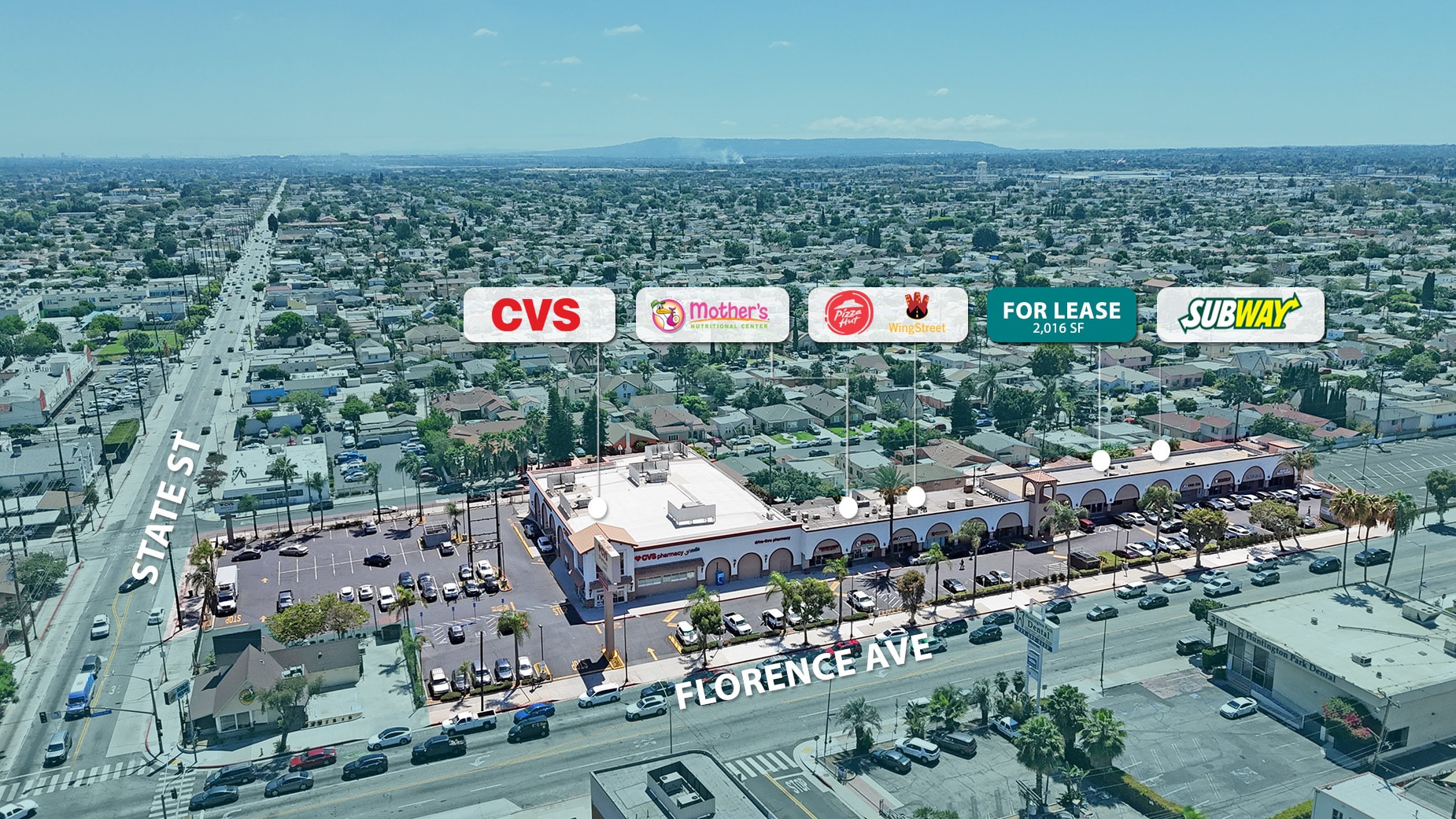 3118-3208 E Florence Ave, Huntington Park, CA for lease Aerial- Image 1 of 13